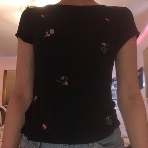 Floral black T-shirt